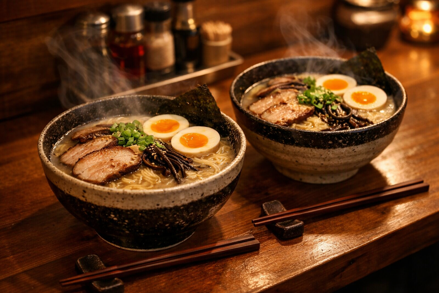 Two bowls of ramen ready for a first date